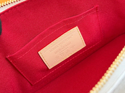 LOUIS VUITTON LV 25S ALMA BB 23 IN WHITE CANVAS MONOGRAM CHERRY PRINT GOLD HARDWARE