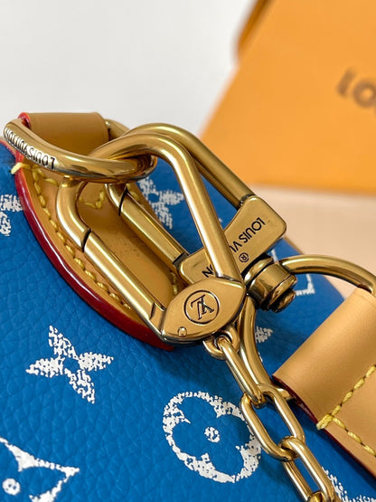 LOUIS VUITTON SPEEDY P9 BANDOULIÈRE 25 IN BLUE MONOGRAM CANVAS GOLD HARDWARE