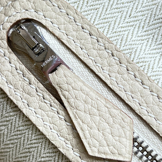HERMES GARDEN PARTY 23CM IN OFF WHITE CALFSKIN
