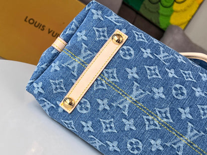 LOUIS VUITTON LV 25S CARRYALL 39 IN BLUE DENIM MONOGRAM LEATHER TRIM