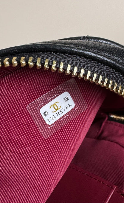 CHANEL MINI 18 BACKPACK BLACK LAMBSKIN LIGHT GOLD HARDWARE