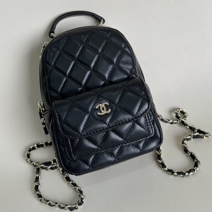 CHANEL MINI 18 BACKPACK BLACK LAMBSKIN LIGHT GOLD HARDWARE