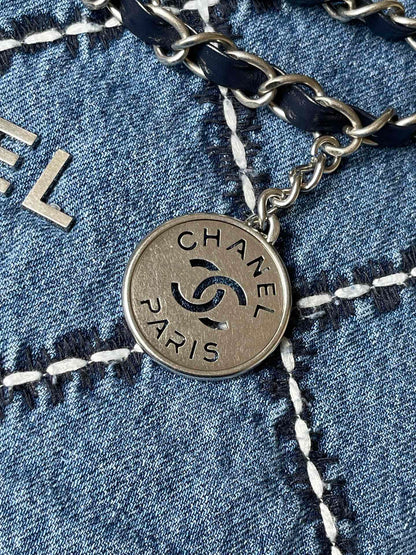 CHANEL MEDIUM 37 CROSSBODY BAG IN BLUE DENIM WITH CHAIN