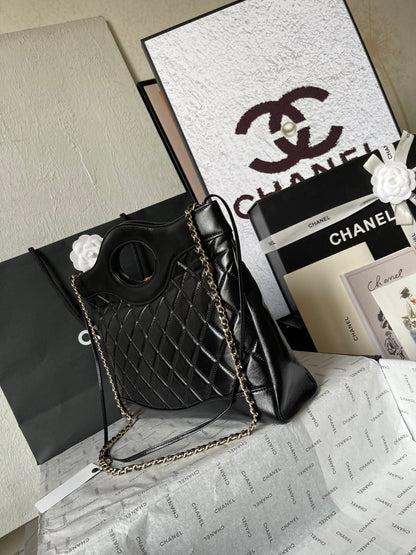 CHANEL MEDIUM 36 SHOPPING BAG IN BLACK CALFSKIN