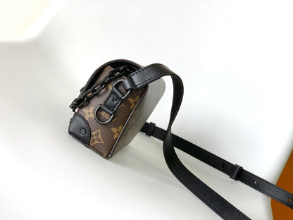 LOUIS VUITTON LV 25S STEAMER BAG 18 IN BROWN MONOGRAM MACASSAR CANVAS AND CALFSKIN