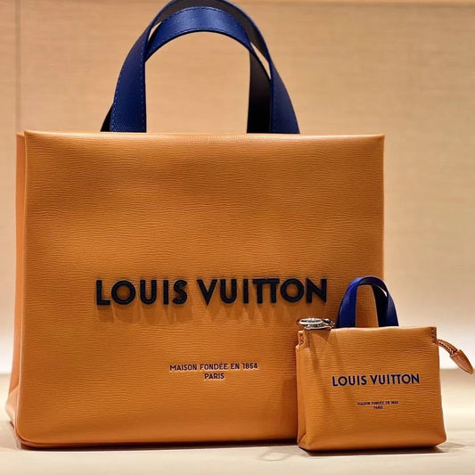 LOUIS VUITTON LV 25S MINI SHOPPER BAG CHARM IN BURNT ORANGE CALFSKIN