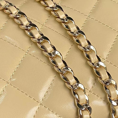 CHANEL MEDIUM CAMERA BAG 23 IN BEIGE YELLOW LAMBSKIN GOLD HARDWARE