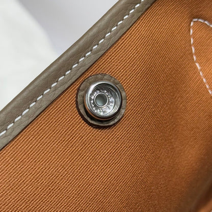 HERMES GARDEN PARTY 30CM IN BROWN TOILETS COTTON CANVAS AND TOGO ETOUPE CALFSKIN