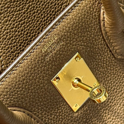 HERMES 25S  BIRKIN 30 IN DARK BROWN CALFSKIN GOLD HARDWARE