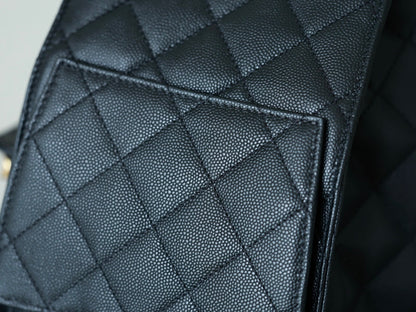 CHANEL 25S HOBO BAG 40 CM IN BLACK LAMBSKIN WITH GOLD HARDWARE