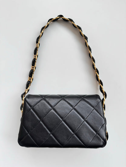 CHANEL 25S FLAP BAG 20 CM IN BLACK LAMBSKIN WITH GOLD HARDWARE