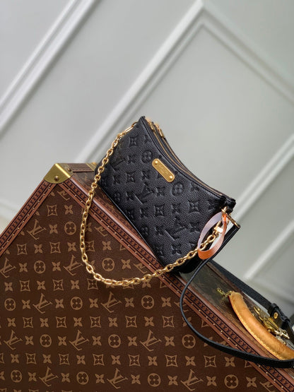 LOUIS VUITTON LIV POCHETTE BAG 24 IN BLACK MONOGRAM EMPREINTE LEATHER