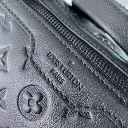 LOUIS VUITTON GETAWAY BACKPACK 50 IN BLACK MONOGRAM ECLIPSE CANVAS AND CALFSKIN EMBOSSED LOGO