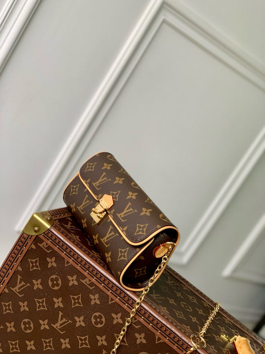 LOUIS VUITTON POCHETTE CAMILLE BAG 20 IN BROWN MONOGRAM COATED CANVAS