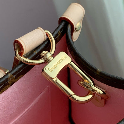 LOUIS VUITTON ONTHEGO PM CHERRY BLOSSOM IN SAKURA BROWN MONOGRAM COATED CANVAS