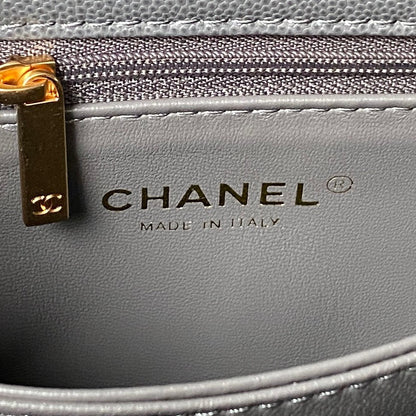 CHANEL 25S COCO HANDLE BAG 23 IN DARK GREY CAVIAR WITH GOLD HARDWARE
