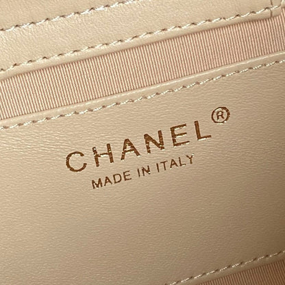 CHANEL HOBO BAG 24 IN BEIGE CALFSKIN GOLD DOUBLE C THICK CHAIN