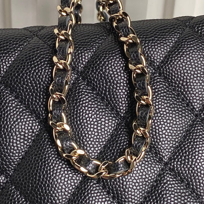 CHANEL HOBO BAG 21 IN BLACK GRAINED CALFSKIN GOLD HARDWARE