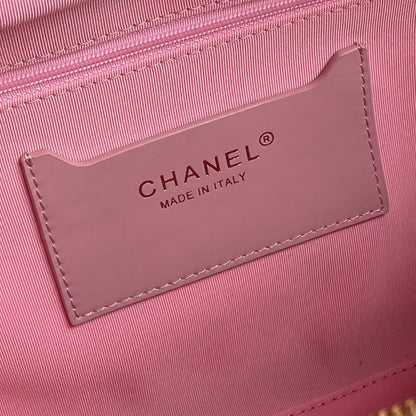 CHANEL BOWLING BAG 29 IN BABY PINK CALFSKIN GOLD HARDWARE
