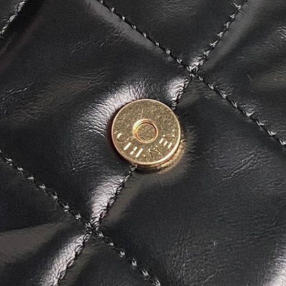 CHANEL BOWLING BAG 29 IN BLACK SHINY CALFSKIN GOLD HARDWARE