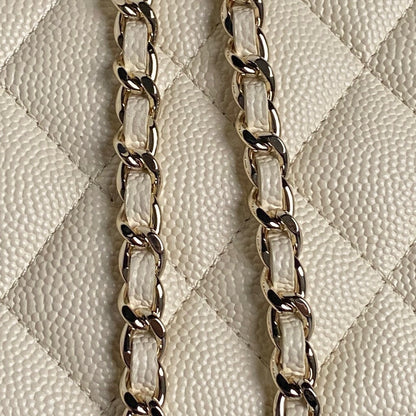 CHANEL COSMETIC BAG 19 IN CREAM GRAINED CALFSKIN GOLD HARDWARE