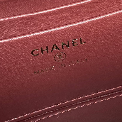 CHANEL 25S VANITY BAG 17 IN DARK RED LAMBSKIN WITH GOLD HARDWARE
