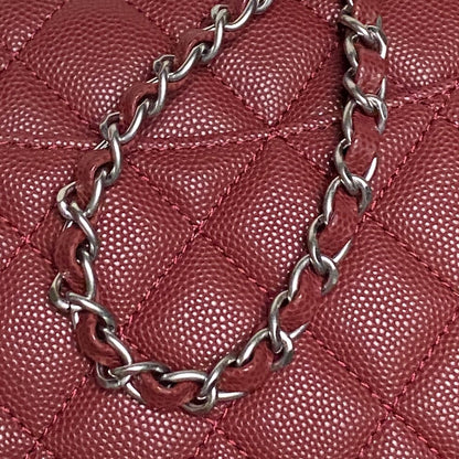 CHANEL 25S FLAP BAG 22 IN BURGUNDY CALFSKIN SILVER HARDWARE