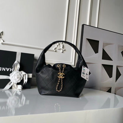 CHANEL 25S HOBO BAG 32 IN BLACK LAMBSKIN