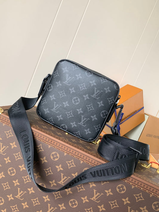LOUIS VUITTON LV 25S GETAWAY MESSENGER BAG 20 IN BLACK MONOGRAM ECLIPSE CANVAS
