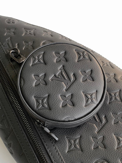 LOUIS VUITTON DUO CROSSBAG BAG 42 IN BLACK EMBOSSED CALFSKIN