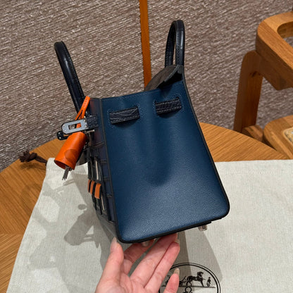 HERMES BIRKIN FAUBOURG TOUCH 20 IN NAVY BLUE CALFSKIN WITH SILVER HARDWARE