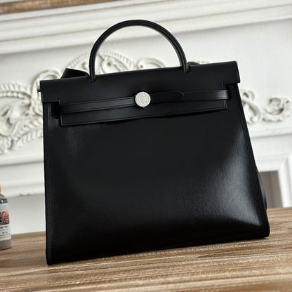 HERMES ZIP CABINE 31 BAG IN BLACK CALFSKIN