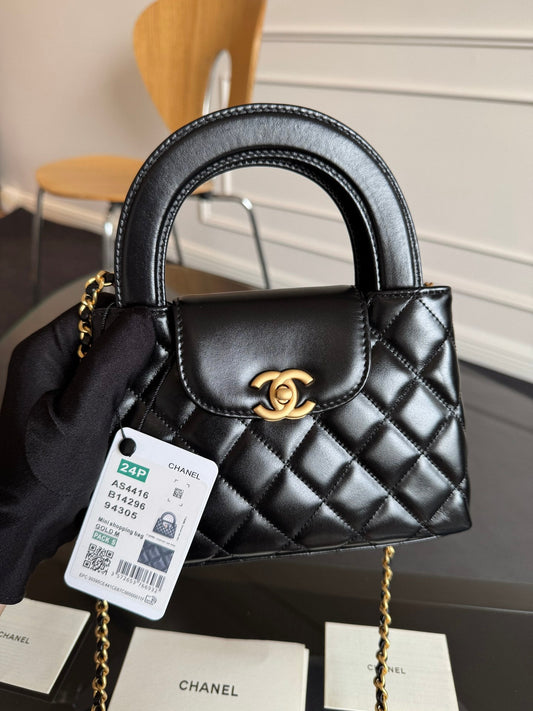 CHANEL KELLY SHOPPING BAG 19 IN BLACK CALFSKIN GOLD HARDWARE