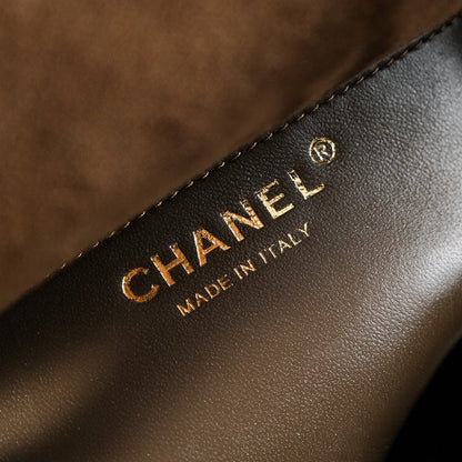 CHANEL 25S FLAP BAG 20 IN BROWN SUEDE WITH GOLD HARDWARE