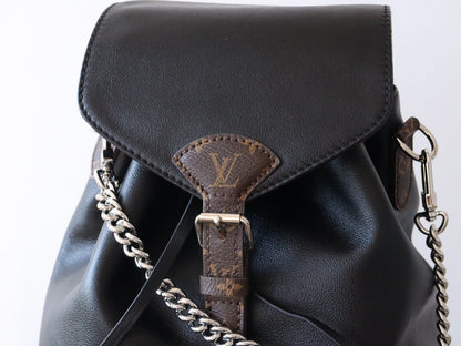 LOUIS VUITTON LV 25S MONTSOURIS VIBE 35 IN BLACK LAMBSKIN SILVER HARDWRE