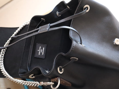 LOUIS VUITTON LV 25S MONTSOURIS VIBE 35 IN BLACK LAMBSKIN SILVER HARDWRE