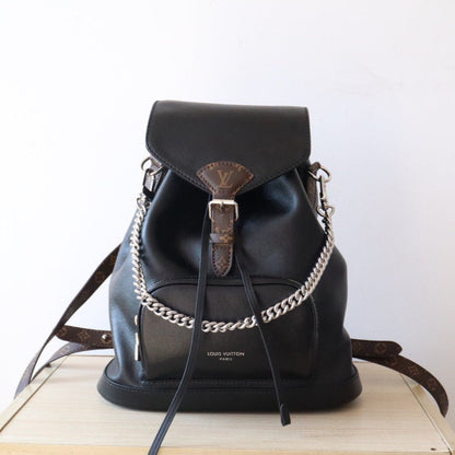 LOUIS VUITTON LV 25S MONTSOURIS VIBE 35 IN BLACK LAMBSKIN SILVER HARDWRE
