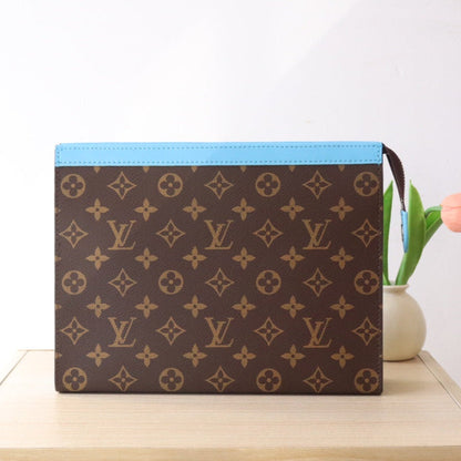 LOUIS VUITTON LV 25S POCHETTE VOYAGE 26 IN GASTON BLUE MONOGRAM MACASSAR COATED CANVAS