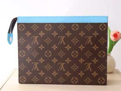 LOUIS VUITTON LV 25S POCHETTE VOYAGE 26 IN GASTON BLUE MONOGRAM MACASSAR COATED CANVAS