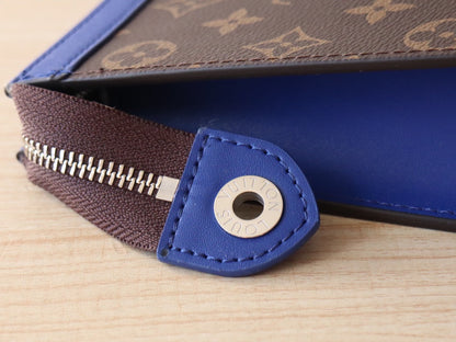 LOUIS VUITTON LV 25S POCHETTE VOYAGE 26 IN INDIGO BLUE MONOGRAM MACASSAR COATED CANVAS