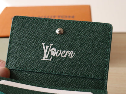 LOUIS VUITTON LV 25S ENVELOPE BUSINESS CARD HOLDER 10 IN DEEP TEAL MONOGRAM HERITAGE COATED CALFSKIN