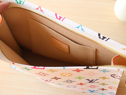 LOUIS VUITTON TOILETRY POUCH 25 IN WHITE MIX COLORFUL CALFSKIN