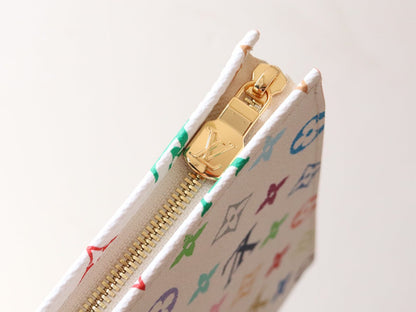 LOUIS VUITTON TOILETRY POUCH 25 IN WHITE MIX COLORFUL CALFSKIN