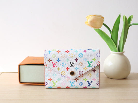 LOUIS VUITTON ROSALIE ZIPPY 12 IN WHITE MIX COLORFUL CALFSKIN
