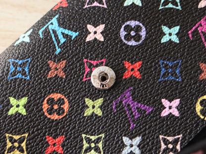LOUIS VUITTON ROSALIE ZIPPY 12 IN BLACK MIX COLORFUL CALFSKIN
