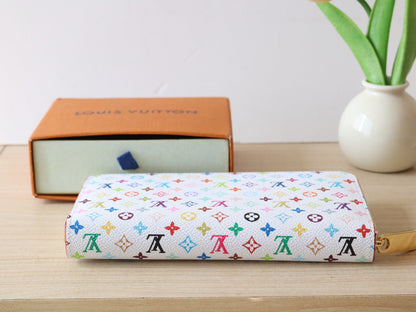 LOUIS VUITTON ZIPPY WALLET 19 IN WHITE MIX COLORFUL CALFSKIN