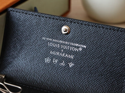 LOUIS VUITTON ROSALIE WALLET 12 IN BLACK MIX COLORFUL CALFSKIN
