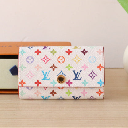 LOUIS VUITTON ROSALIE WALLET 12 IN WHITE MIX COLORFUL CALFSKIN