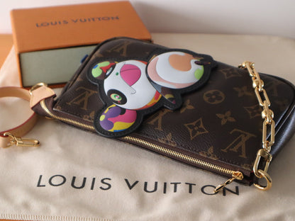 LOUIS VUITTON PANDA POCHETTE BAG 22 IN BROWN MONOGRAM COATED CANVAS
