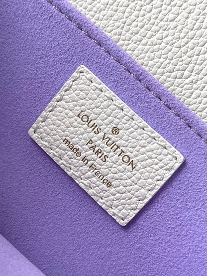 LOUIS VUITTON POCHETTE METIS EAST WEST 21 IN WHITE PURPLE MONOGRAM EMPREINTE LEATHER